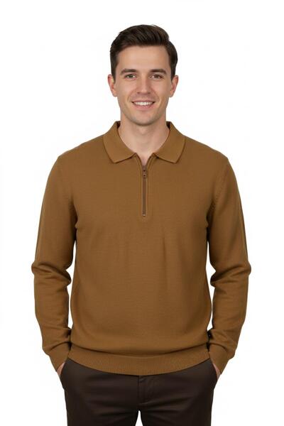 ADVANTE Pulover pentru bărbați, cu guler polo, cu tricotaj tip fagure, BGL-ST04825