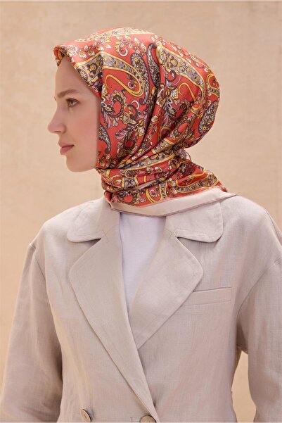 Belli وشاح من الحرير الخالص بنمط عرقي على شكل زهرة الرمان-KVS0765