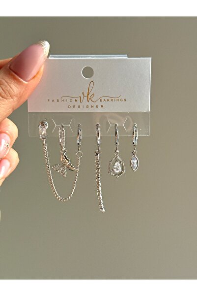 YOUES JEWELRY طقم أقراط نسائية من الفولاذ مكون من 6 قطع لون فضي