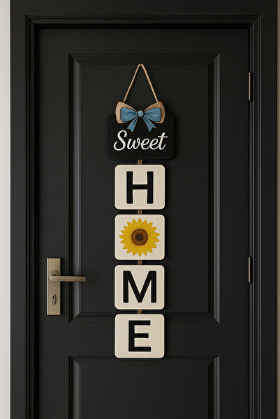 NED MDF LAZER DEKARASYON Home Papatya Temalı Sarkıt Model Kapı Duvar Süsü