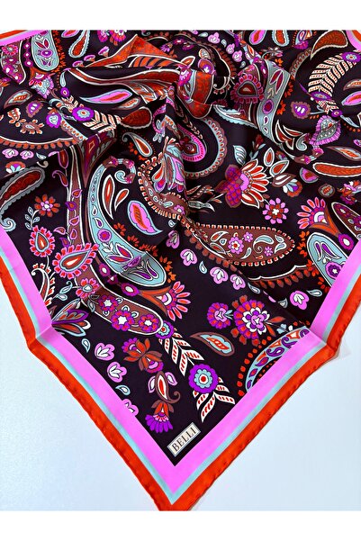 Belli Black Ethnic Pattern Tivil Pure Silk Scarf-Kvs0763