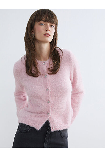 LC Waikiki LCW Vision Pembe Bisiklet Yaka Kadın Triko Hırka