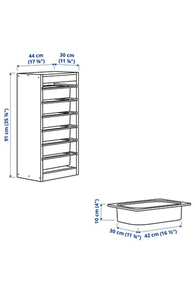 Generic Storage combination, light white stained pine/white, 44 x 30 x 91 cm