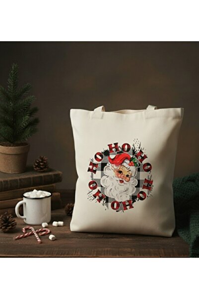 PRİNTOPİA DESİGN حقيبة حمل من الكتان ذات طابع عيد الميلاد المجيد - متينة |   ...