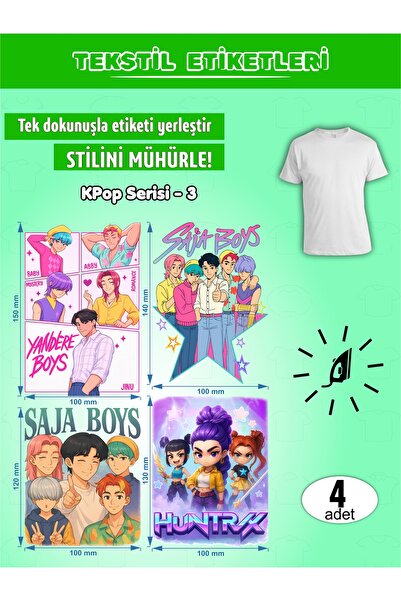 AGG Reklam Ütü ile Yapışan Kıyafet Etiketi KPop Serisi-3 4Lü Set