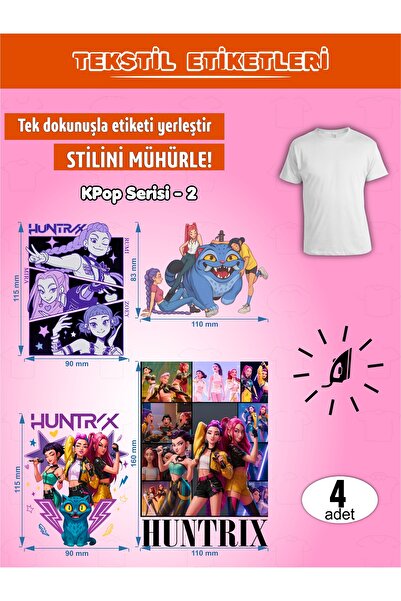 AGG Reklam Ütü ile Yapışan Kıyafet Etiketi KPop Serisi-2 4Lü Set