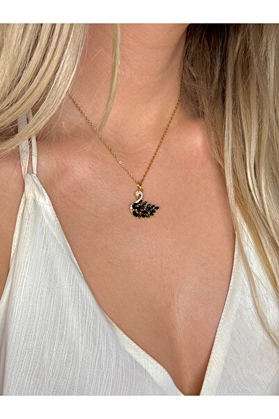 YOUES JEWELRY ÇELİK ZİRKON TAŞLI KUĞU KADIN KOLYE