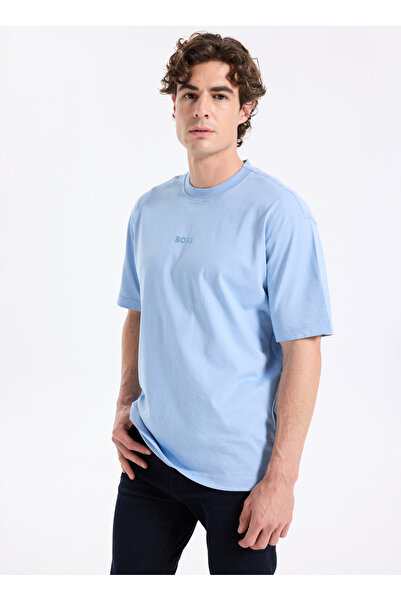 BOSS Bisiklet Yaka Açık Mavi Erkek T-Shirt Te_Aviator