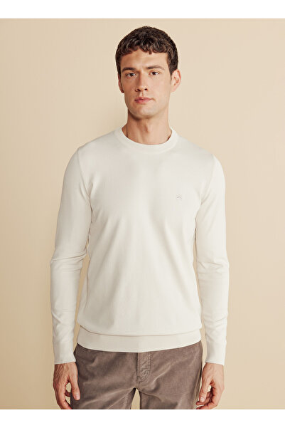 BROOKS BROTHERS Bisiklet Yaka Standart Bej Erkek Kazak BBFW25MKL014