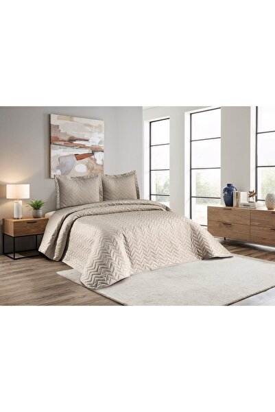 ARSEM EV TEKSTİL Emily Cappucino Quilted Bedspread Double Size Embroidered from Manufacturer