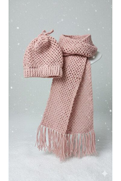 Yalçınoğlu Kids Hand Knitted Wool Children's Scarf Beanie Set |   3-8 Years Old |   Handmade Winter Set |   Warm Holder Winter Set