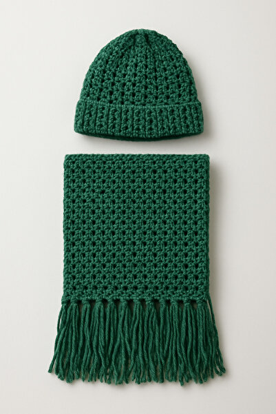 Yalçınoğlu Kids Hand Knitted Wool Children's Scarf Beanie Set |   3-8 Years Old |   Handmade Winter Set |   Warm Holder Winter Set I