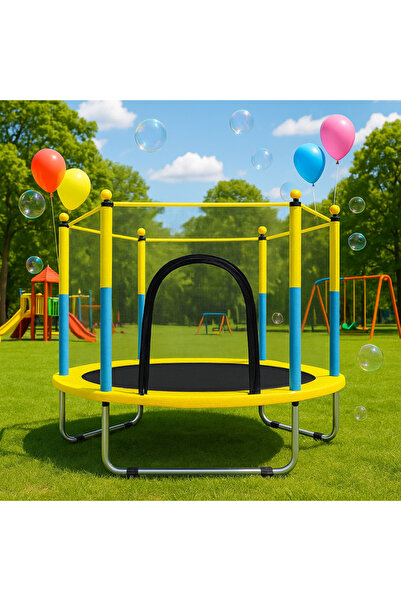 LUDIRO Trambulina pentru Copii, Inaltime 125 Cm, Joaca Distractiva pentru Interior si Exterior, Galben