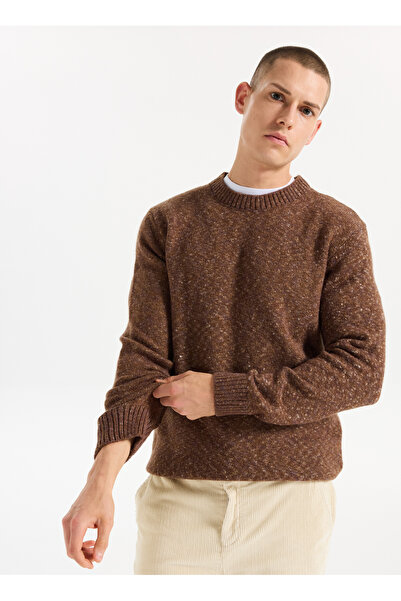 Jeep Bisiklet Yaka Relaxed Düz Örgü Desenli Kahve Erkek Kazak J5WM-KZK7867