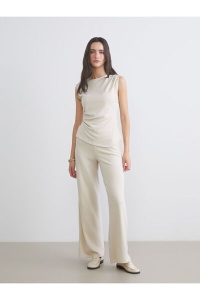LC Waikiki Lcw Vision Beige Women's Elastic Waist Pants