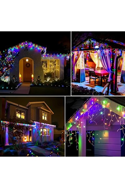 GARDEON Icicle Lights Set 2×12m, 300 LEDs Each, Multicolor, 8 Modes