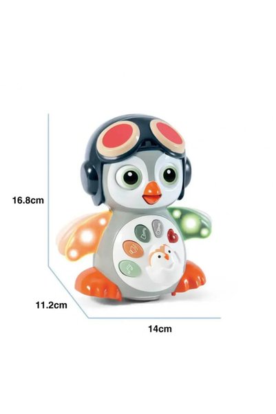 LUDIRO Pinguin Interactiv pentru Bebelusi, cu Lumini, Sunete si Miscare, + 12 Luni