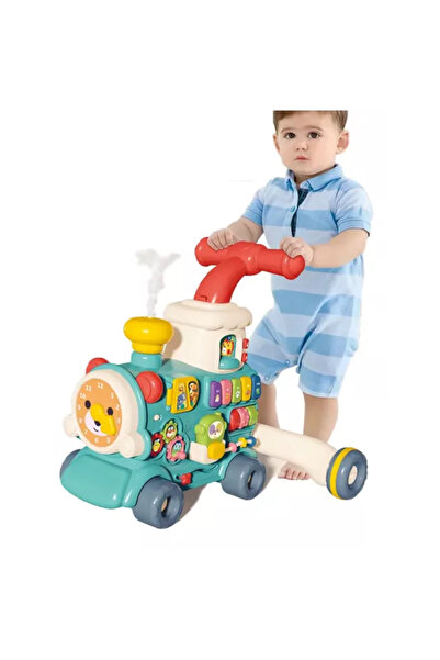 LUDIRO 3 in 1 Train Walker With Sounds, Lights, Interactive Games, 45x40.5x40 Cm, Blue, + 9 Months