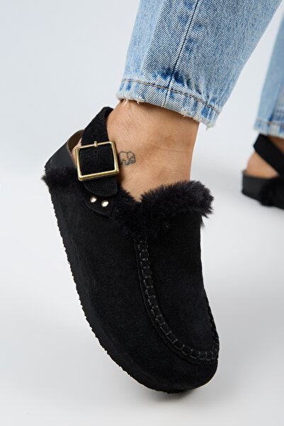 Manijero Premium Alba Series Cured Genuine Leather Soft Footbed Closed Front Sandals Slippers Black