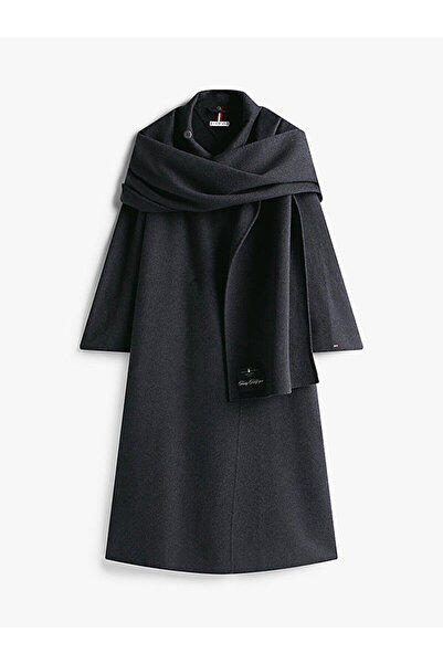 Tommy Hilfiger Wool Blend Oversized D Longline Scarf Coat
