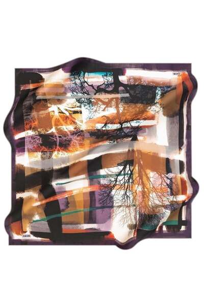 Aker Nostalji̇ Sura Silk Scarf 8188-372