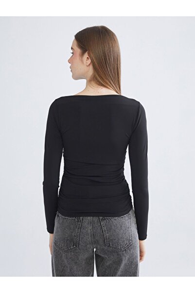 LC Waikiki Lcw Vision Boat Neck Gathered Blouse