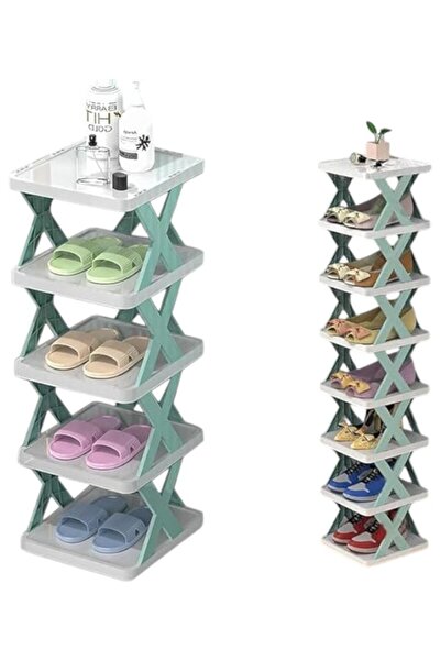 WDA رف أحذية بإطار على شكل حرف X، 5 طبقات، وحدة تخزين زاوية موفرة للمساحة، أب...