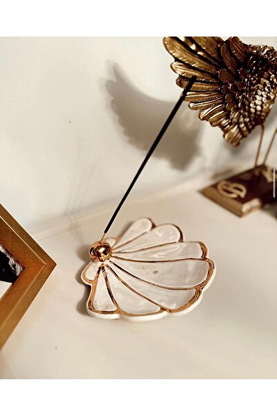 Deniz Kızı Seramik Altın inci tütsülük takı tabağı