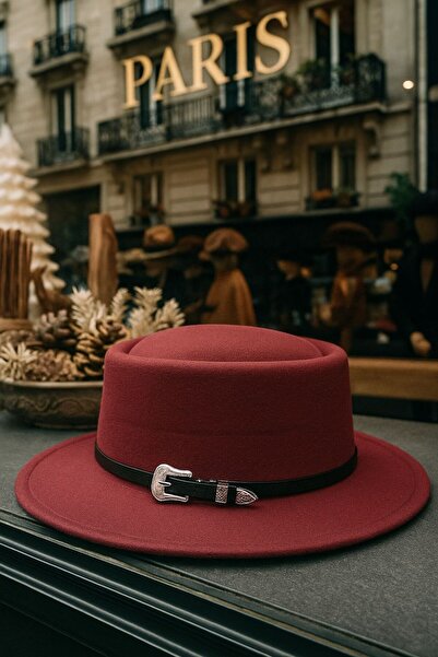 MARBERRY Burgundy Cashmere Guitar Accessory Detailed Gondola Unisex Hat