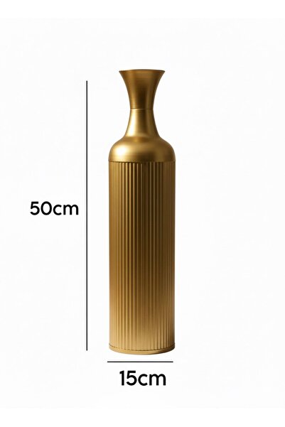 Noor High-quality vase set, gold-colored iron with a striped pattern, 15*50, 17*65, 20*85