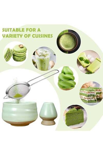 Generic 7-Piece Matcha Tea Set — Matcha Bowl, Bamboo Whisk, Scoop, Whisk Holder, Stainless Sifter
