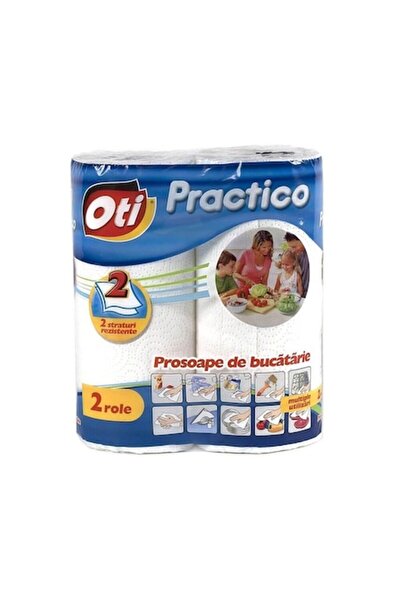 Oti Set de 2 role de prosoape de hârtie de bucătărie, 2 straturi, albe