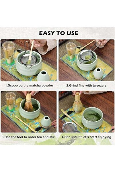 Generic 7-Piece Matcha Tea Set — Matcha Bowl, Bamboo Whisk, Scoop, Whisk Holder, Stainless Sifter