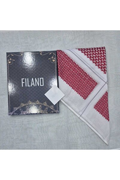 KK Elegant men's shemagh, red with a gray stripe