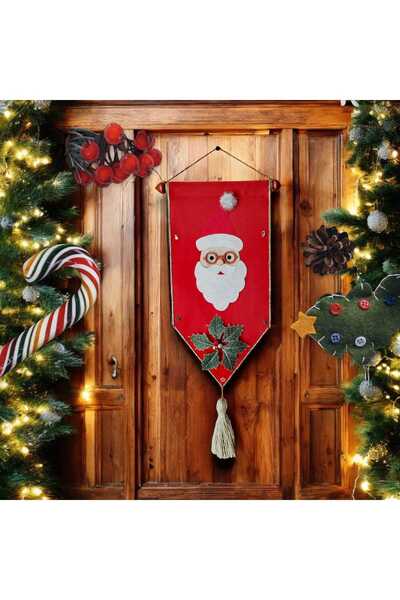 HandmadeDomideco Felt Christmas Decoration with Santa Claus and Decorative Leaves