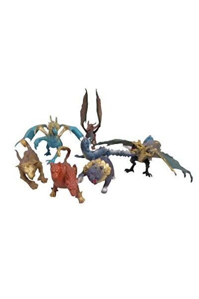 OEM Beast World set of 8 dragon figurines, multicolor, 3+ years
