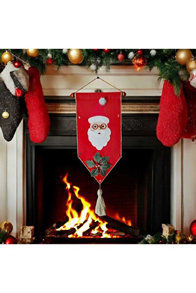 HandmadeDomideco Felt Christmas Decoration with Santa Claus and Decorative Leaves