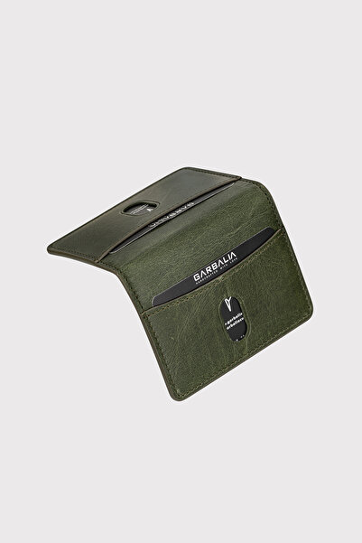 Garbalia Nahita Genuine Leather Slim Khaki Green Card Holder Wallet