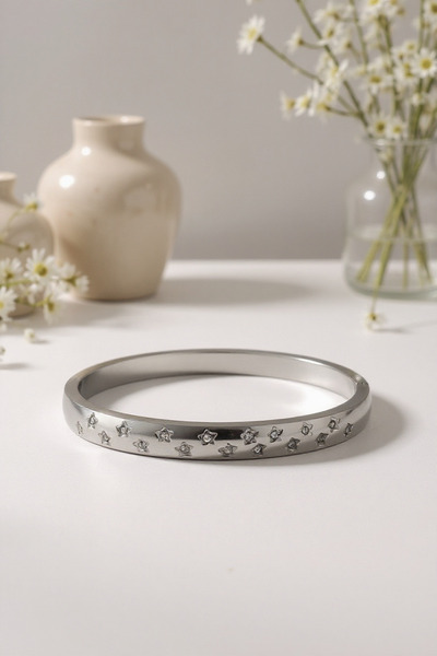 YUSSO ACCESSSORY Kadın Gümüş Çelik Kelepçe 316L Yıldız