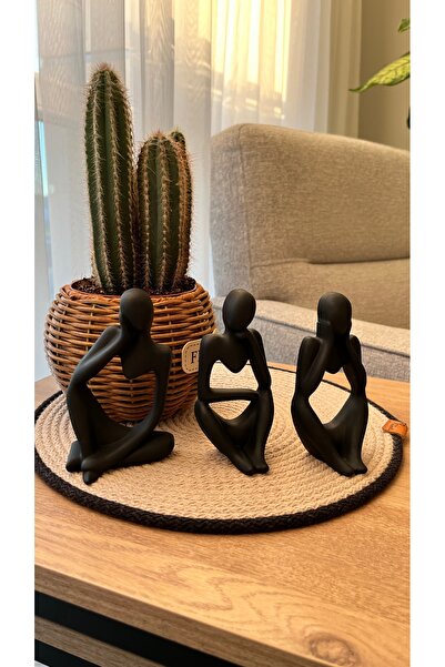 TKC HOME 3’lü Düşünen Adamlar Mat Siyah Dekoratif Obje & Biblo