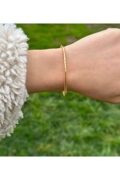 Vestra Takı 925 Ayar Gümüş Gold Kaplama Ajda Bilezik