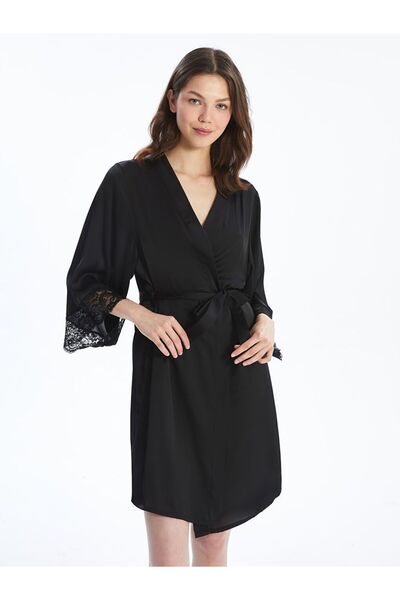 LC Waikiki Lcw Dream Double Breasted Collar Satin Women's Dressing Gown