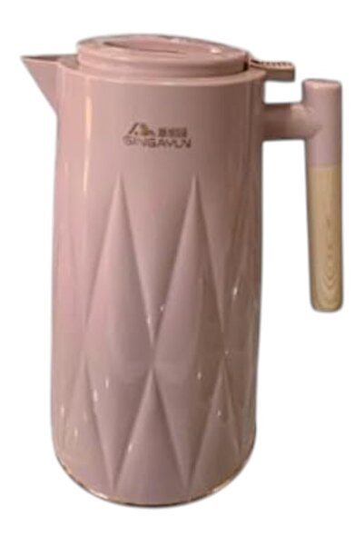 WDA Luxury Thermal Coffee Carafe, 1.5L Glass-Lined Vacuum Flask, Pink Diamond Pattern