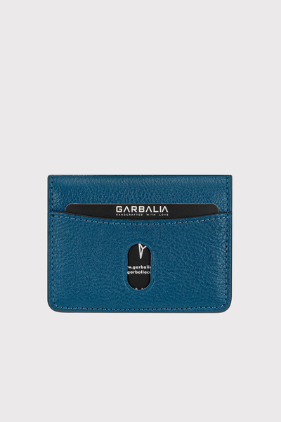 Garbalia Nahita Genuine Leather Slim Petrol Blue Card Holder Wallet