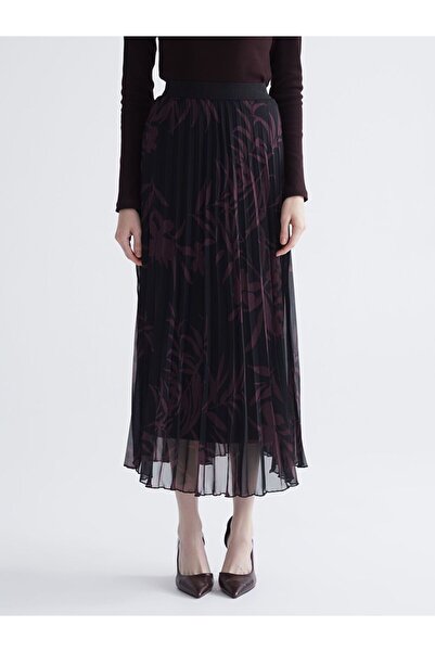 LC Waikiki Lcwaikiki Classic Elastic Waist Patterned Pleated Chiffon Skirt