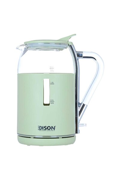 Edison Glass Electric Kettle, 2200 Watt, 1.5 Liter - Green