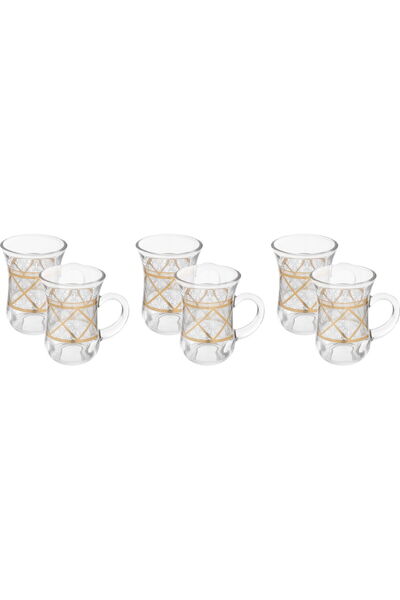 Max Glass Teapot Set, Gold and Silver Embossed, 6 Pieces - Clear