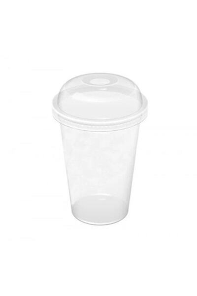 OEM Set de 100 de căni reutilizabile pentru cafea proaspătă/cu gheață, cu capace transparente bombate, 350 ml (12 oz)