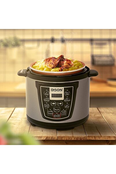 Edison Electric Pressure Pot, Tefal Inner Pot, 800W, 4L, 10 Functions, VT-402D - Silver/Black