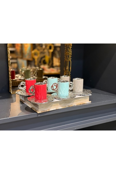 Stor Mikasa Moor Lalin Renkli Silver 6lı Kahve Fincanı Seti 90cc